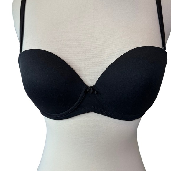 Victorias Secret Convertible Strapless Bra Womens Padded Push Up Wired Black 34B - Picture 2 of 11